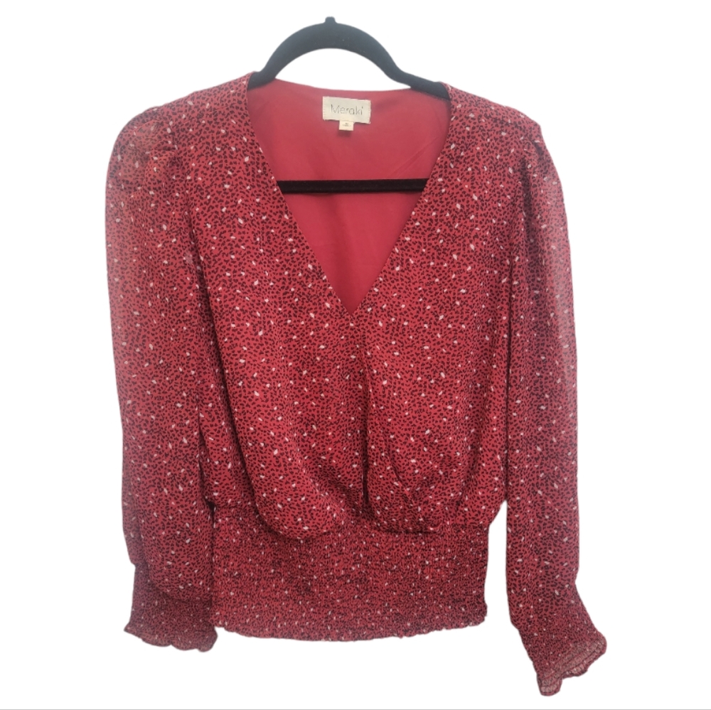 Burgundy Red Wrap Blouse
